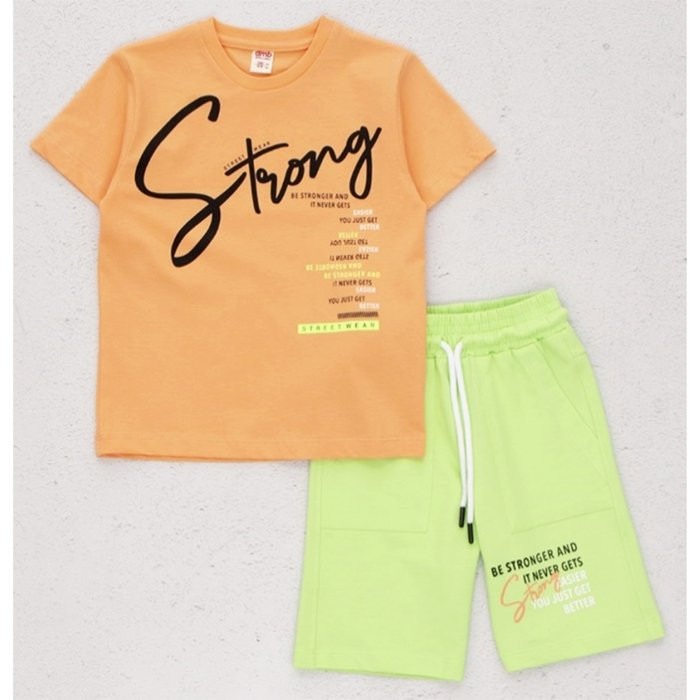 Комплект для мальчика арт.DMB 7432/7433 размер 32/128-44/164 (футболка+шорты) цвет оранжевый