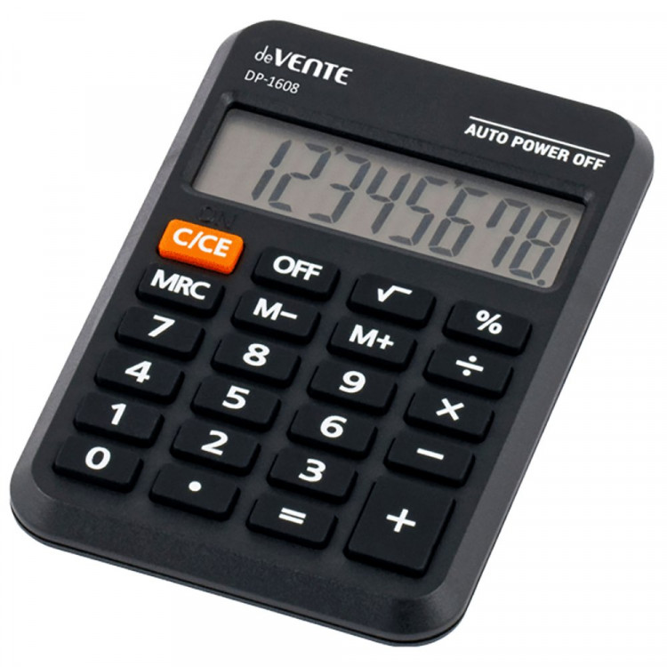 Калькулятор карманный 08разрядов deVENTE 58*88*11 черный (DP-1608) (Ст.1)