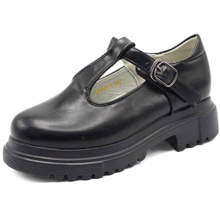 Туфли для девочки (Капли Эльфы) черные верх-искусственная кожа подкладка- искусственная кожа артикул wjp-AV646-3