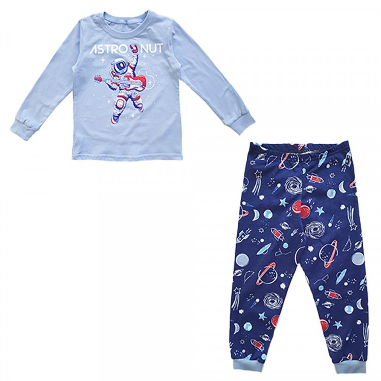 Пижама для мальчика арт.Астронавт размер 32/128-40/152 цвет голубой